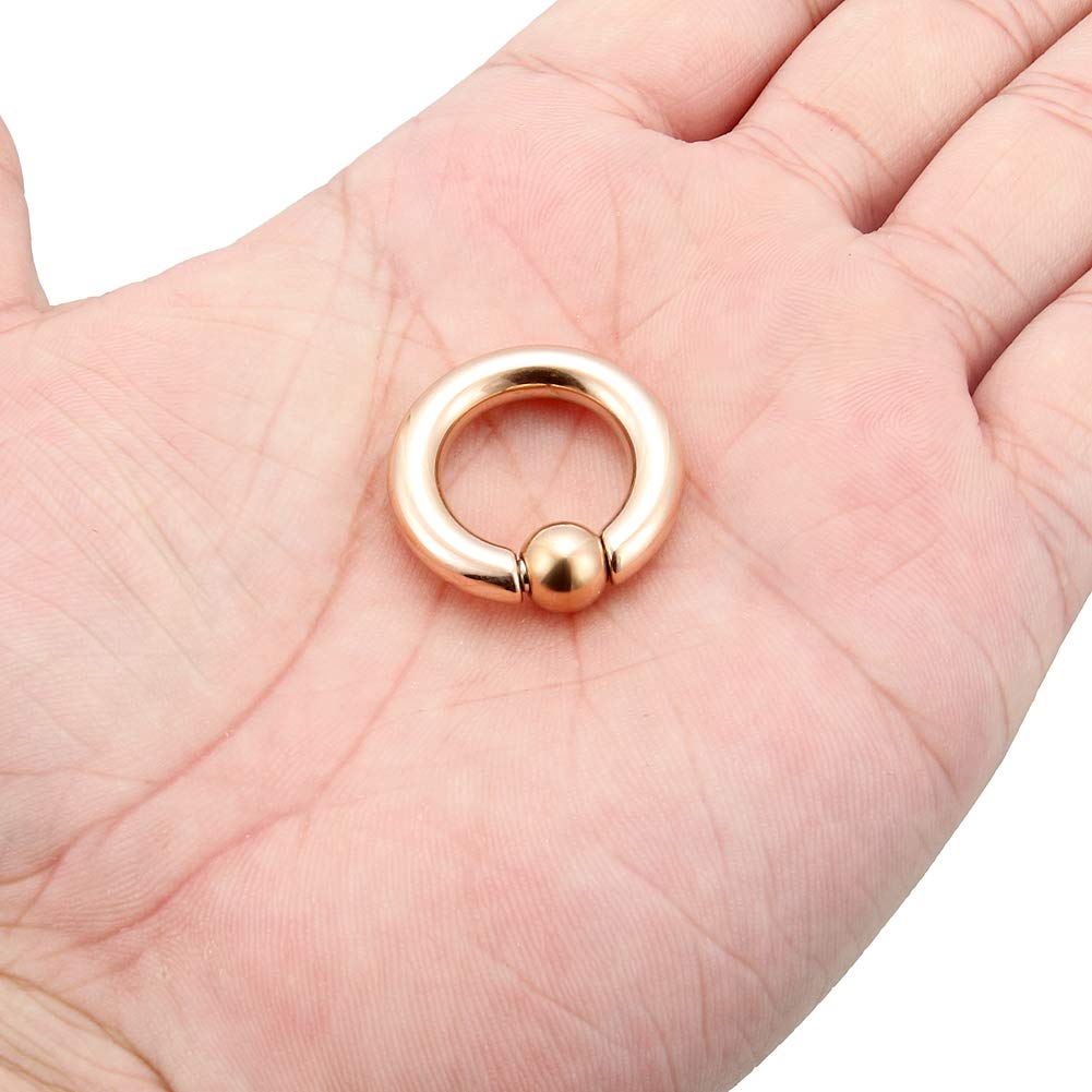 Kridzisw 4G Septum Rings Ear Earrings Gauges Plugs Tunnels Piercing stretching kit PA Ring Captive Bead CBR 16mm Surgical Stainless Steel Septum Nose Rings Hoop Piercecing Jewelry Women Men Rose Gold