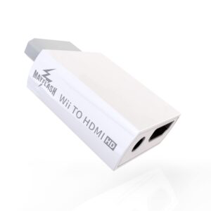 mayflash wii to hdmi converter 1080p for full hd device, wii hdmi adapter with 3,5mm audio jack&hdmi output compatible with wii, wii u, hdtv, monitor-supports wii display modes 720p, nts