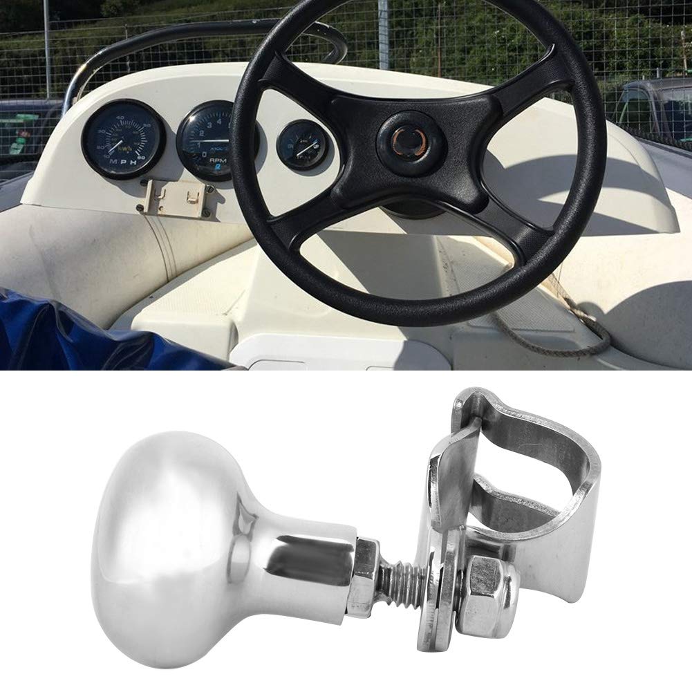 Marine Steering Wheel Rotating Accessories, Stainless Steel Handle Ball Assisted Steering Wheel Grip Knob Turning Helper Practice Tools for Yacht