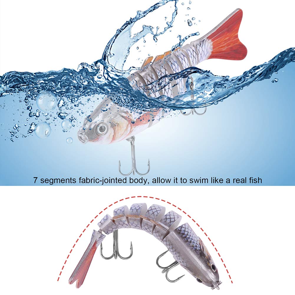 Lifelike Fishing Lures for Bass, Trout, Walleye, Predator Fish - Realistic Multi Jointed Fish Popper Swimbaits - Spinnerbaits Lure Fishing Tackle Kits - Freshwater and Saltwater Crankbaits - 3 Pack