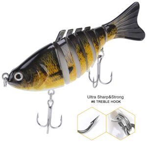 Lifelike Fishing Lures for Bass, Trout, Walleye, Predator Fish - Realistic Multi Jointed Fish Popper Swimbaits - Spinnerbaits Lure Fishing Tackle Kits - Freshwater and Saltwater Crankbaits - 3 Pack