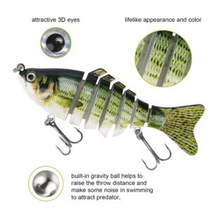 Lifelike Fishing Lures for Bass, Trout, Walleye, Predator Fish - Realistic Multi Jointed Fish Popper Swimbaits - Spinnerbaits Lure Fishing Tackle Kits - Freshwater and Saltwater Crankbaits - 3 Pack