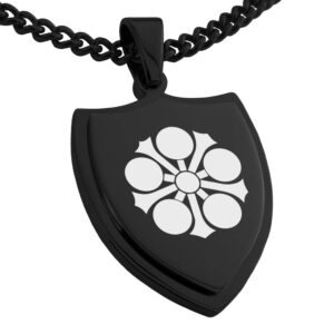 tioneer black stainless steel sagara samurai crest shield pendant necklace