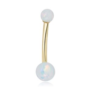 avora 10k yellow gold simulated opal belly button ring body jewelry (14 gauge)