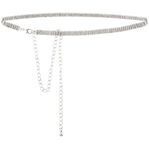 AUEAR, Fashion Silver Crystal Waist Buckle Belt Metal Chain Dress Belt Rhinestone Chain for Women Wedding Party Decor