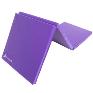 ProsourceFit Tri-Fold Folding Thick Exercise Mat 6’x2’ with Carrying Handles for MMA, Gymnastics, Stretching, Core Workouts, Purple, ps-1948-tfm-purple