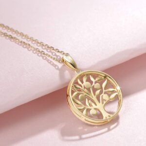 Agvana 14K Solid Real Gold Tree of Life Necklace for Women Dainty Pendant Necklace Fine Jewelry Birthday Gifts for Women Mom Wife Her Yourself, 16"+2"