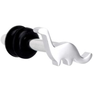 Body Candy 14G Unisex 2Pc Ear Plugs 316L Steel Brontosaurus Dinosaur Single Flare Ear Plug Gauges Set of 2