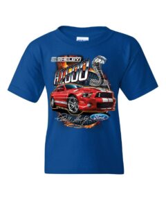 ford mustang 2014 shelby gt500 cobra youth t-shirt american muscle car kids tee royal blue medium