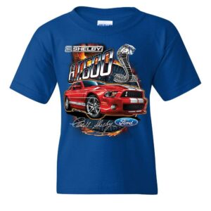 Ford Mustang 2014 Shelby GT500 Cobra Youth T-Shirt American Muscle Car Kids Tee Royal Blue Medium