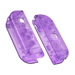 extremerate diy replacement shell buttons for nintendo switch & switch oled, clear atomic purple custom housing case with full set button for joycon handheld controller - console shell not included