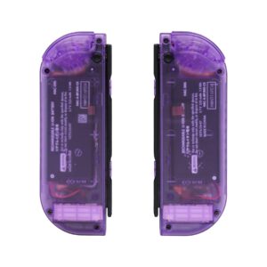 eXtremeRate DIY Replacement Shell Buttons for Nintendo Switch & Switch OLED, Clear Atomic Purple Custom Housing Case with Full Set Button for Joycon Handheld Controller - Console Shell NOT Included