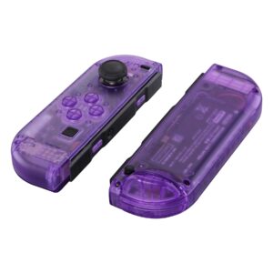 eXtremeRate DIY Replacement Shell Buttons for Nintendo Switch & Switch OLED, Clear Atomic Purple Custom Housing Case with Full Set Button for Joycon Handheld Controller - Console Shell NOT Included