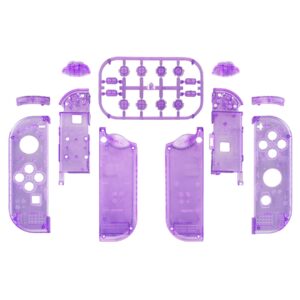 eXtremeRate DIY Replacement Shell Buttons for Nintendo Switch & Switch OLED, Clear Atomic Purple Custom Housing Case with Full Set Button for Joycon Handheld Controller - Console Shell NOT Included