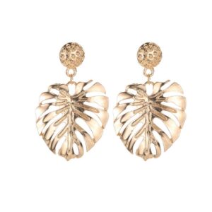 Shegirl Palm Leaf Earrings Hollow Leaves Dangle Earrings Gold Studs Earrings Fashion Jewelry for Women Gift