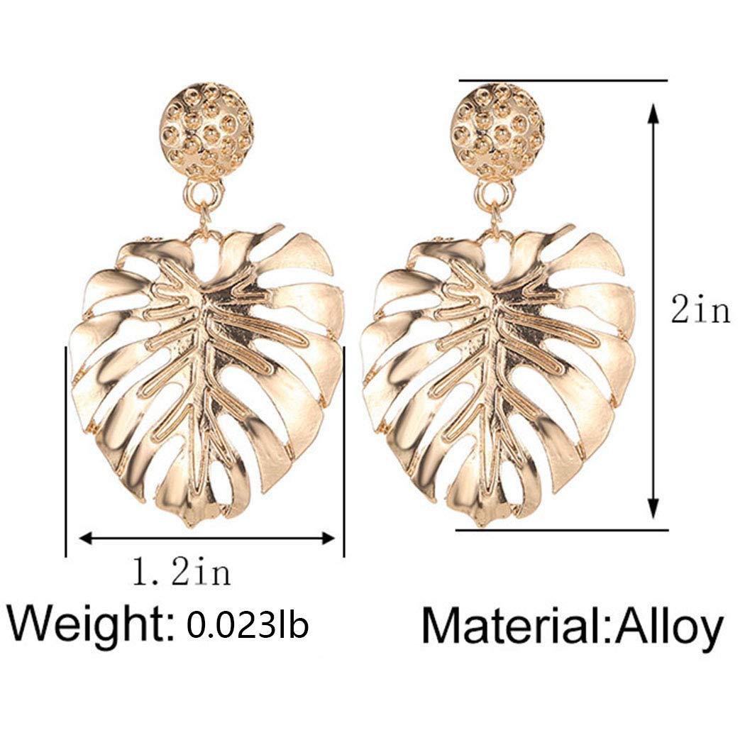 Shegirl Palm Leaf Earrings Hollow Leaves Dangle Earrings Gold Studs Earrings Fashion Jewelry for Women Gift