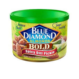 blue diamond almonds spicy dill pickle flavored snack nuts, 6 oz resealable can (pack of 1)