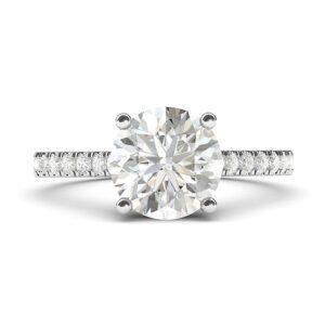 10k white gold 2ct classic 4-prong simulated diamond engagement ring with side stones promise bridal ring (6.5)