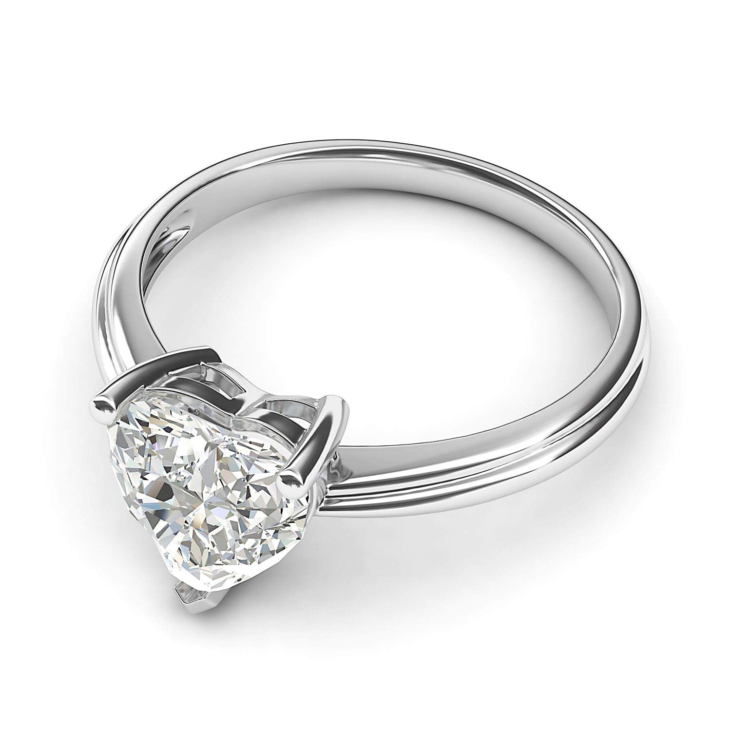 10k White Gold Simulated Heart-shaped Diamond Engagement Ring Raised Shank Promise Bridal Ring (4)