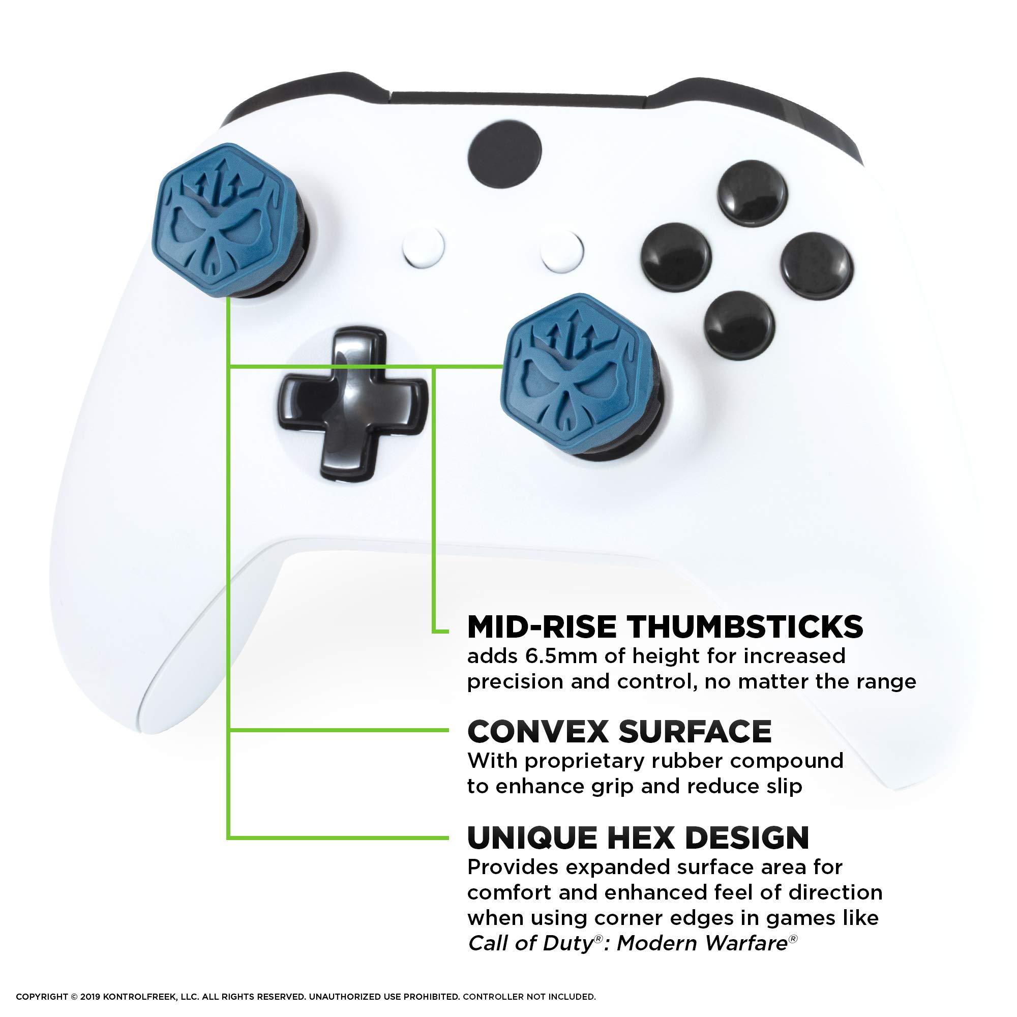 KontrolFreek Call of Duty Modern Warfare Performance Thumbsticks for Xbox One and Xbox Series X | 2 Mid-Rise, Convex | Blue/Black