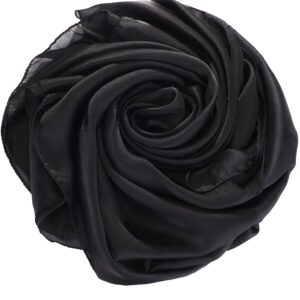 WILLBOND Womens Shawl Chiffon Bridal Evening Soft Wrap Scarf, Chiffon Scarf Ribbon Scarf Satin Scarf for Evening Dresses(L,Black 2)