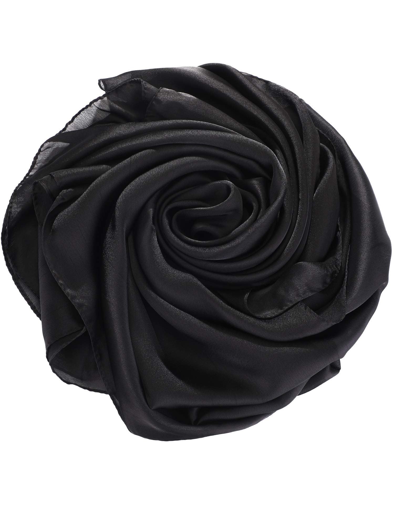 WILLBOND Womens Shawl Chiffon Bridal Evening Soft Wrap Scarf, Chiffon Scarf Ribbon Scarf Satin Scarf for Evening Dresses(L,Black 2)