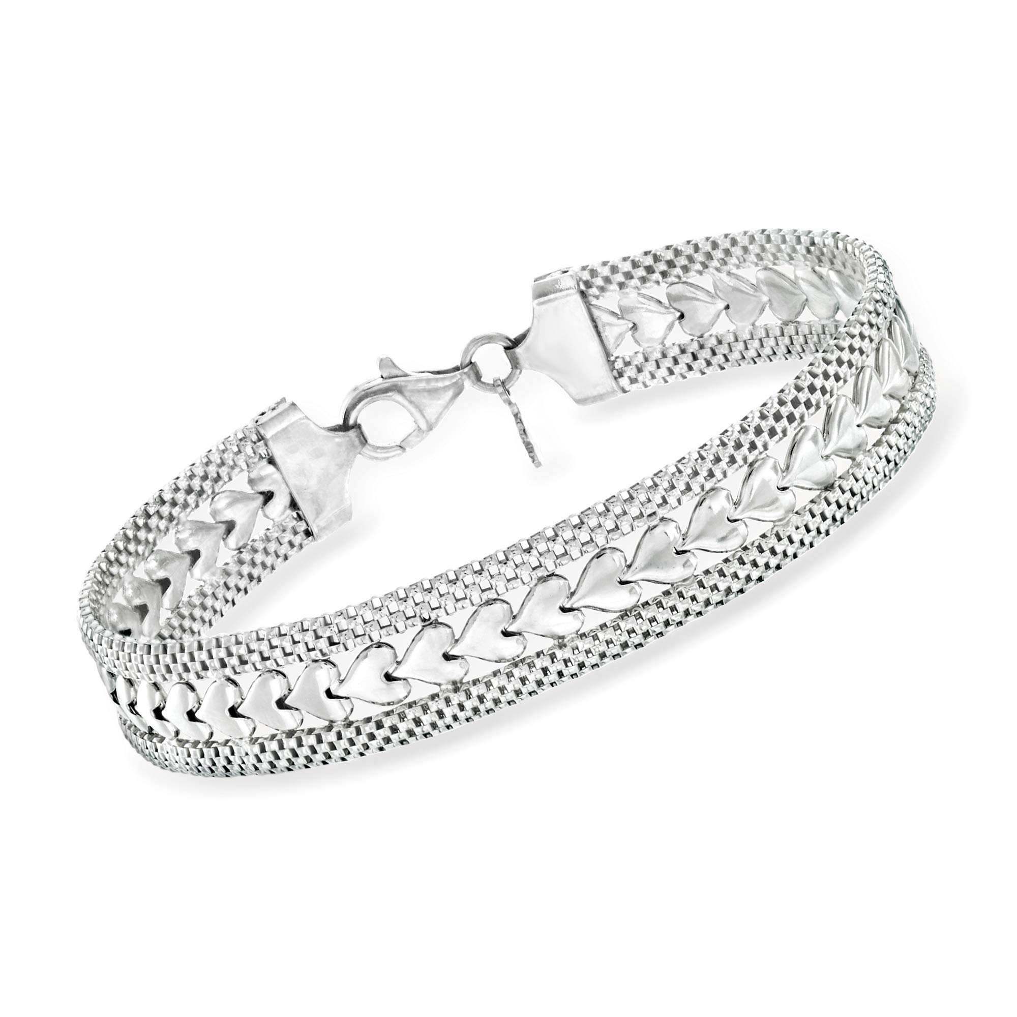 Ross-Simons Italian Silver Heart Motif Bracelet