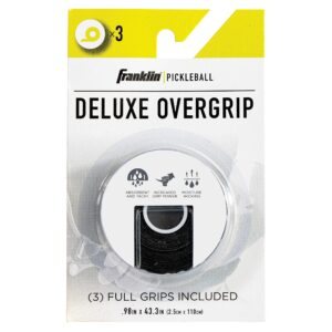 franklin sports pickleball paddle overgrips - provides extra grip - slight tackiness - durable & strong - 3 grips included - black