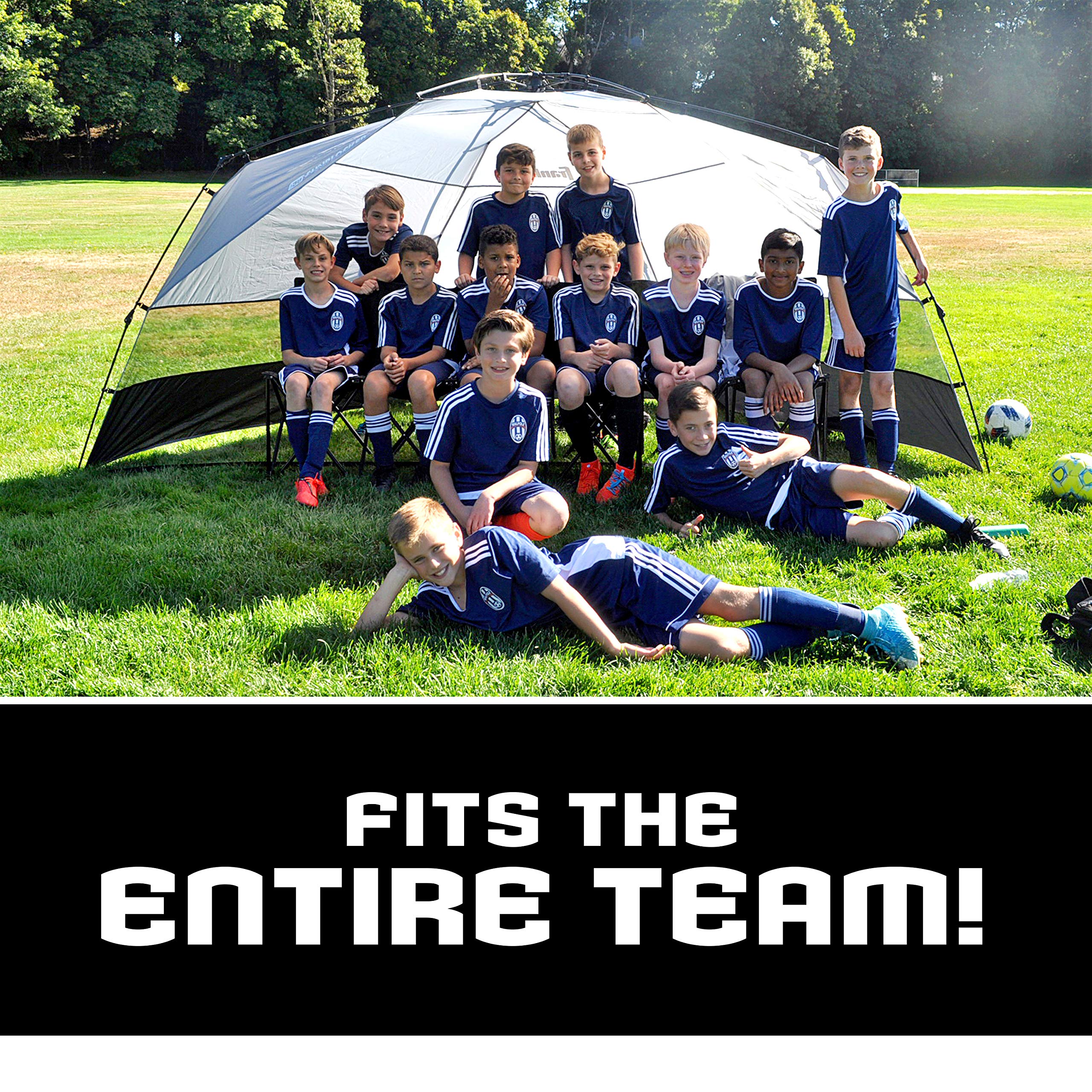 Franklin Sports Sideline Team Sunblocker Shelter - Easy Set Up - Portable and UPF 50+ Protected - Great for Beach and Sports Games - Soccer - Lacrosse - Baseball - Football - Field Hockey