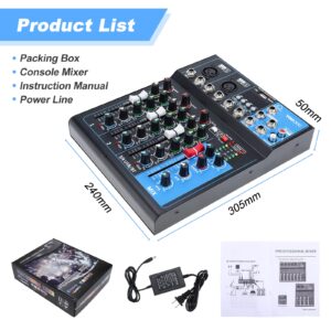 4 Channel Live Studio Stereo Audio bluetooth Mixer Sound Mixing DJ USB Console