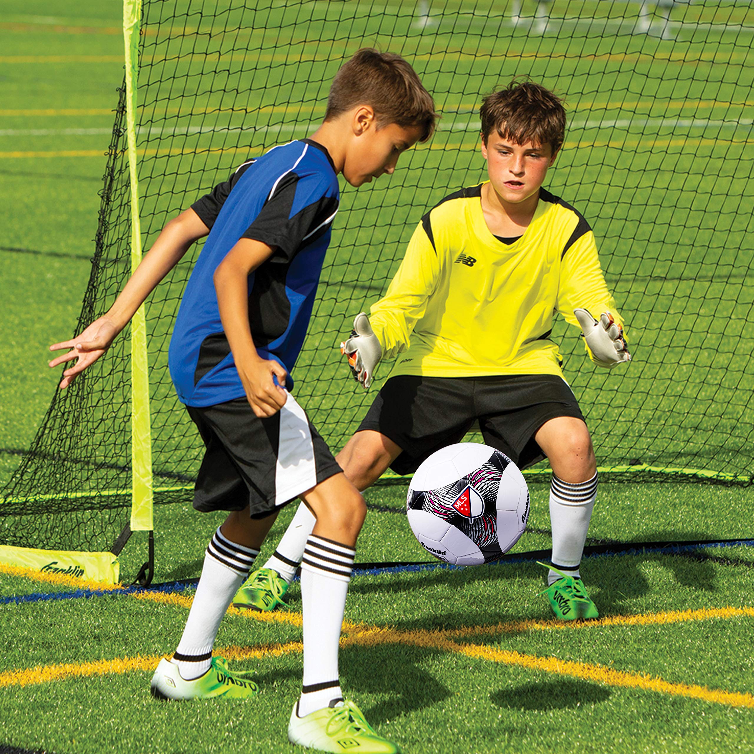 Franklin Sports MLS Pro Vent Soccer Ball - Official Size Soccer Ball - Soft Cover - Official Size and Weight Soccer Ball - Air Pump Included