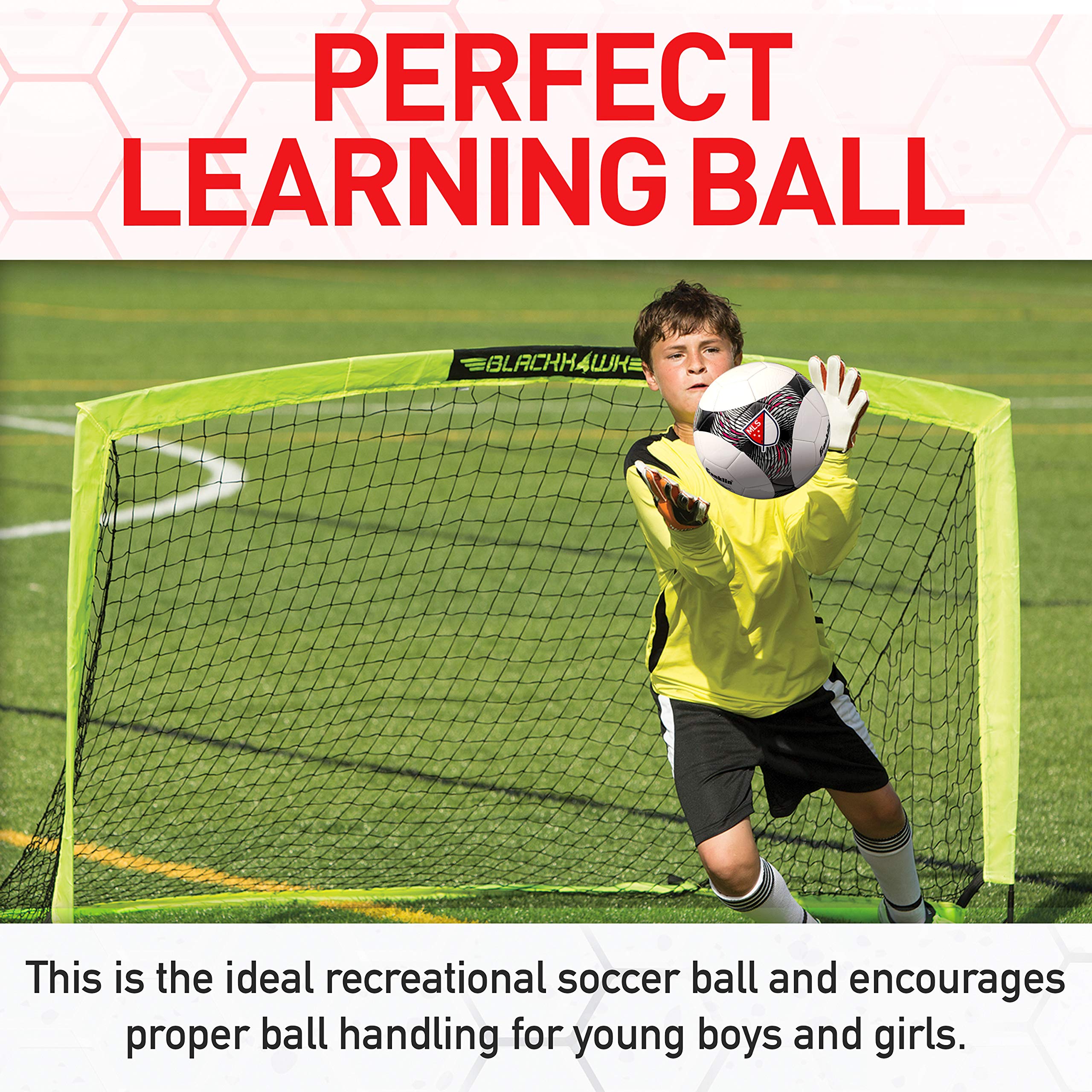 Franklin Sports MLS Pro Vent Soccer Ball - Official Size Soccer Ball - Soft Cover - Official Size and Weight Soccer Ball - Air Pump Included