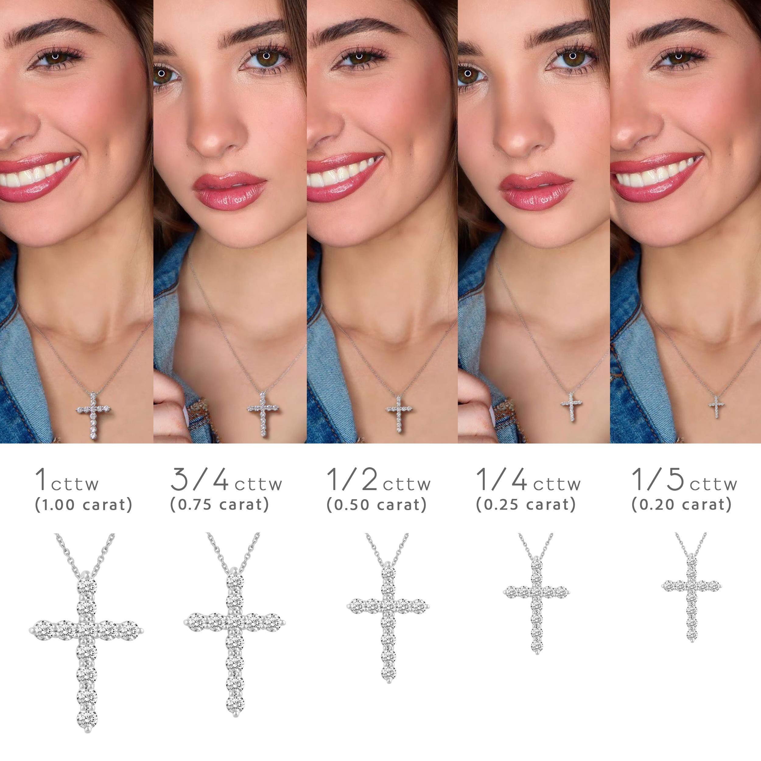 Fifth and Fine Classic Cross Pendant Necklace with Natural Round Diamonds Set in 925 Sterling Silver (.75)