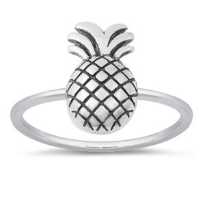 closeoutwarehouse 925 sterling silver oxidized pineapple fruit ring size 8