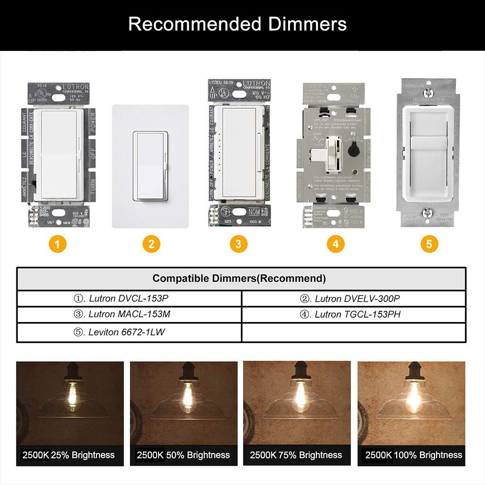 LEOOLS LED Amber Edison Bulb Dimmable 12W, 2500K Warm White,1200LM, 100W Equivalent, E26 Edison Style Vintage LED Filament Decoration Light Bulb,Pack of 4.