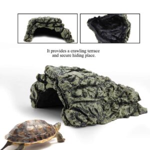 Reptile Hideouts Basking Reptile Hide Lizards s Resin Hiding Cave Ornament for Aquarium Reptile Terrarium(L)