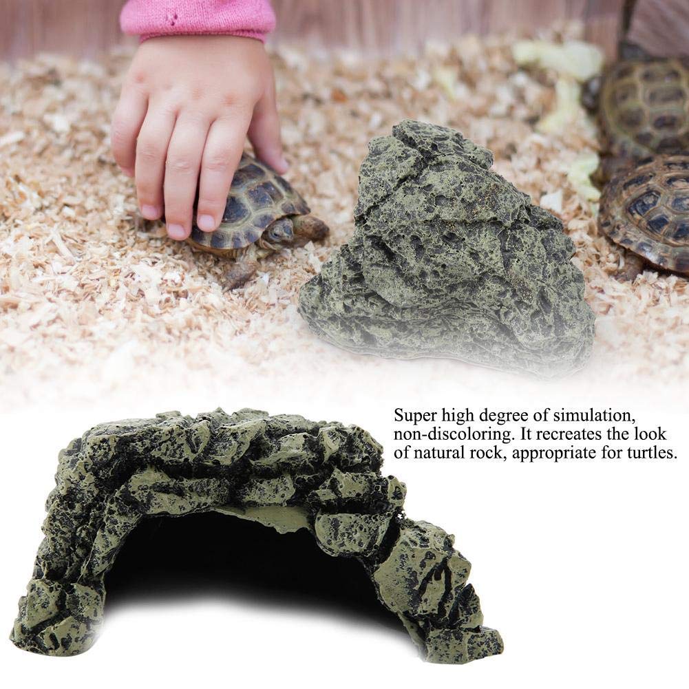 Reptile Hideouts Basking Reptile Hide Lizards s Resin Hiding Cave Ornament for Aquarium Reptile Terrarium(L)