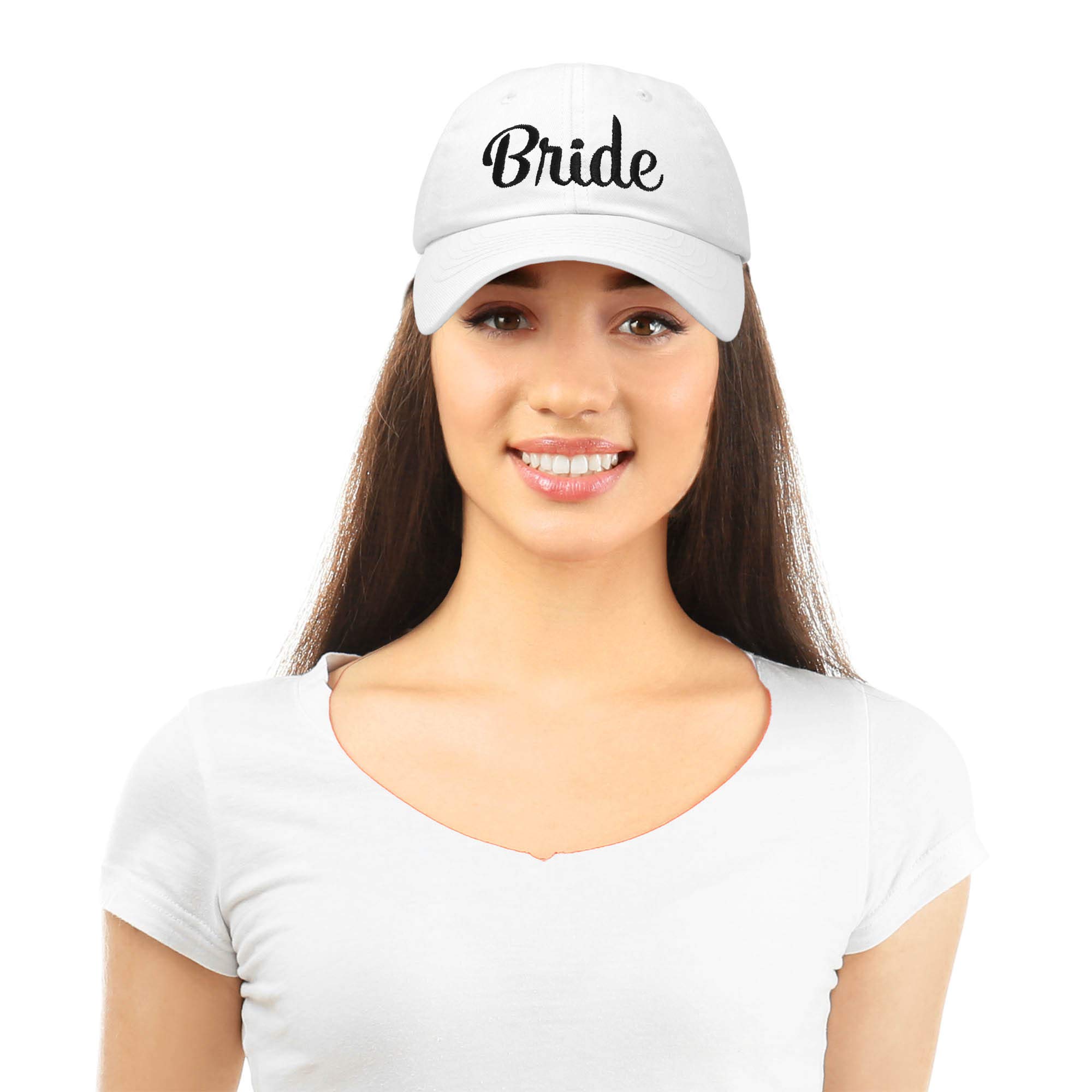 DALIX Bride Groom Dad Hats Baseball Caps Newlywed Wedding Party Gift White-Black