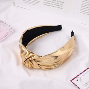 MHDGG Glitter Knotted Headbands for Women,1Pcs Wide Headbands Knot Turban Headband Hair Band for Women Headwear Barrette Styling Tools Accessories,Yellow