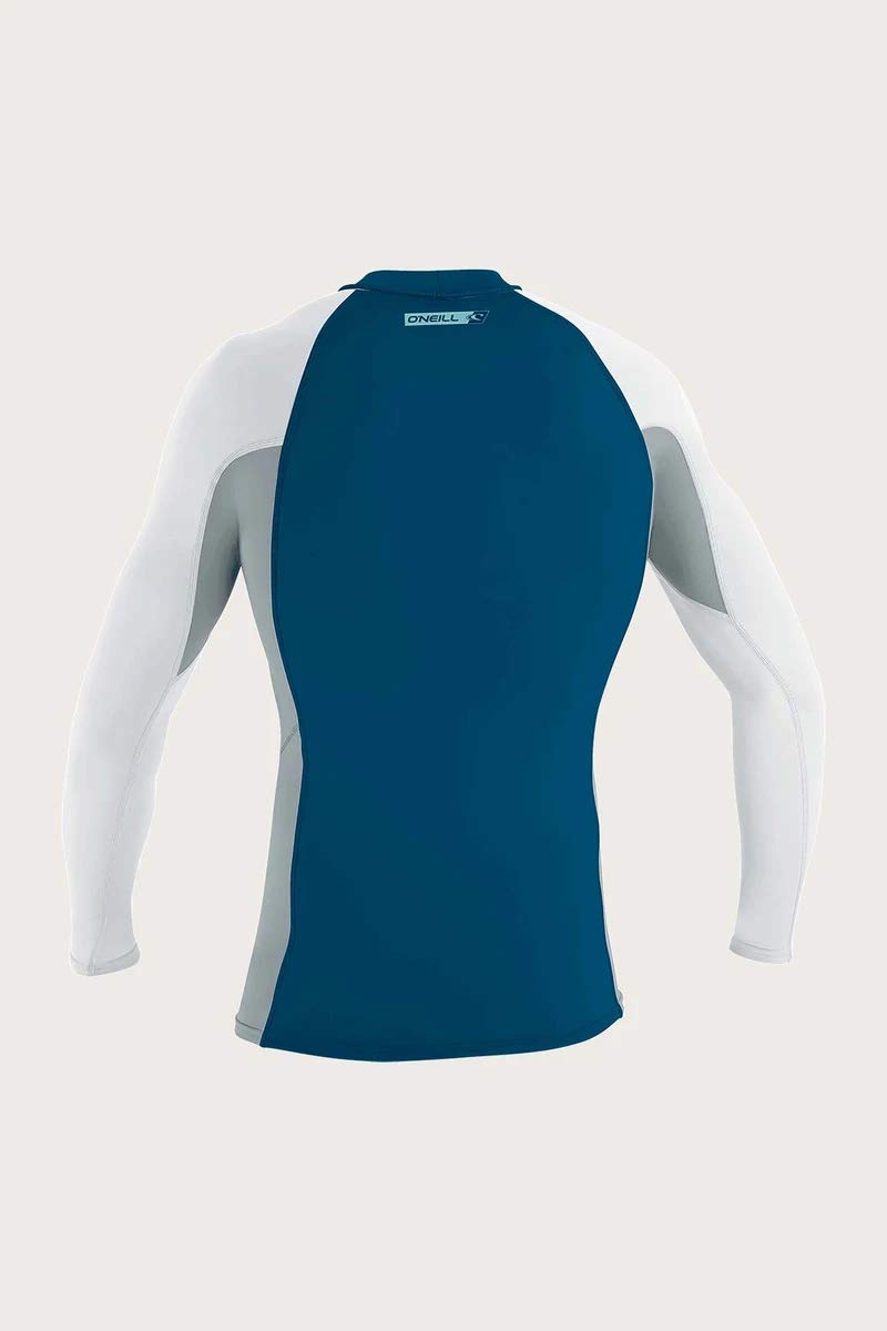 O'Neill Men's Premium Skins UPF 50+ Long Sleeve Rash Guard, Ultra Blue/Cool Grey/White, L