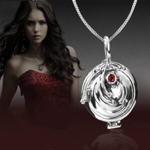 UoYu TFYU 2 Pcs The Vampire D.rs Elena Gilbert Opening Vervain Locket Pendant Necklace and Daywalking Katherine Necklace Pendant Charm Necklace-Royal Blue with Transparent Box