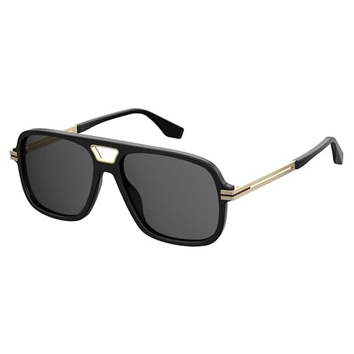 Marc Jacobs Men's MARC 415/S Navigator Sunglasses, Black Gold/Gray, 56mm, 16mm