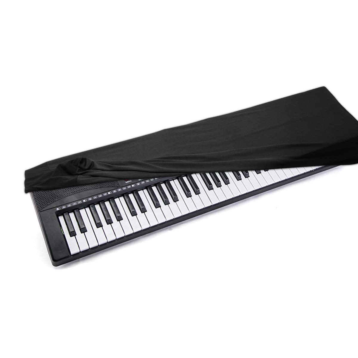 Piano Keyboard Dust Cover For 61/76/88 Keys- Electric/Digital Piano Stretchable Protective Keyboard Cover, Elastic Cord Locking Clasp, Machine Washable (61-76 Keys)