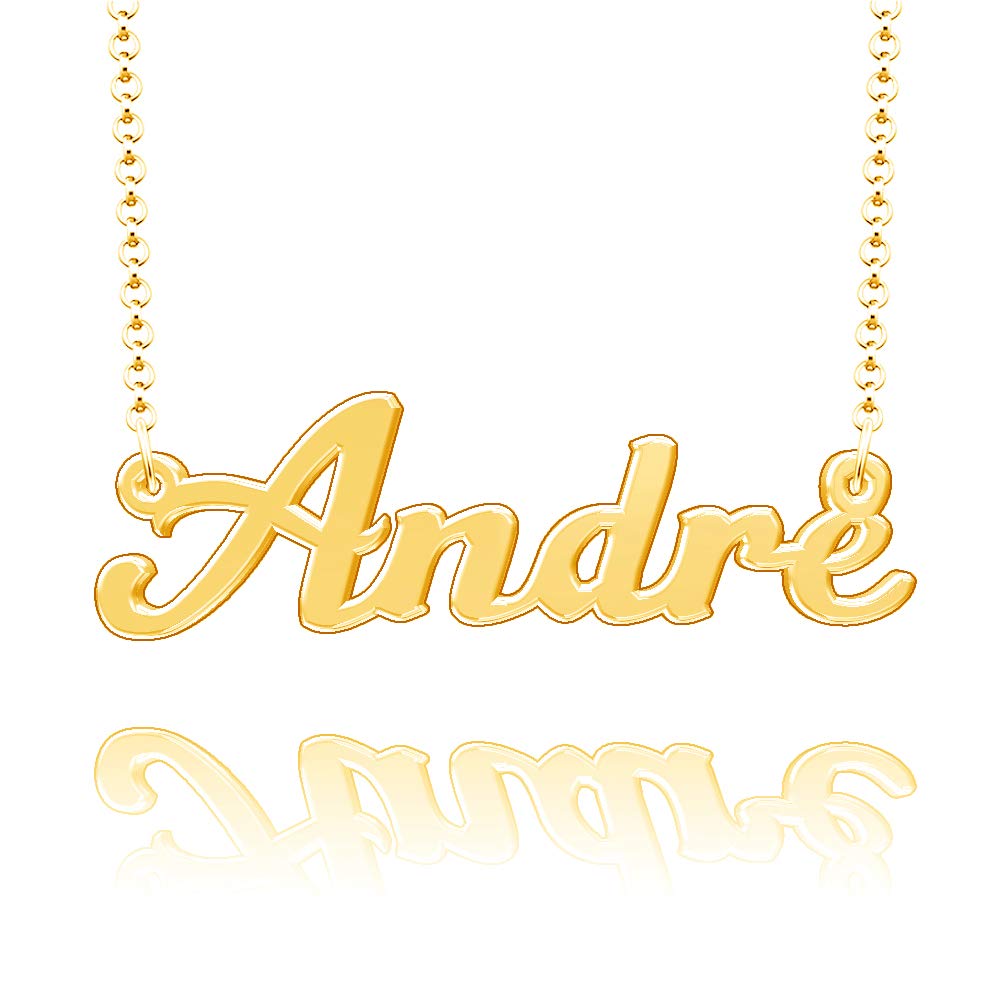 CLY Jewelry Personalized Andre Name Necklace Custom Gold Plate Pendant Customized Gift for Women