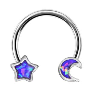 oufer 18g 316l stainless steel daith earrings purple moon star shape horseshoe circular barbell cartilage hoop septum piercing …