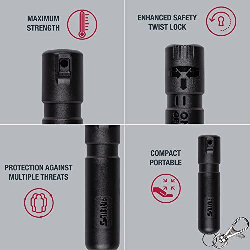 SABRE Mighty Discreet Pepper Spray, Protect Against Multiple Threats with 16 Bursts, Ultra-Compact Design, 40 Percent Smaller Than Other Pepper Sprays, UV Marking Dye, Snap Clip, 0.18 fl oz