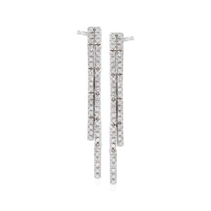 ross-simons 0.50 ct. t.w. diamond 2-row linear drop earrings in sterling silver