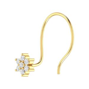 finerock 0.04 carat diamond star nose pin stud in 14k yellow gold