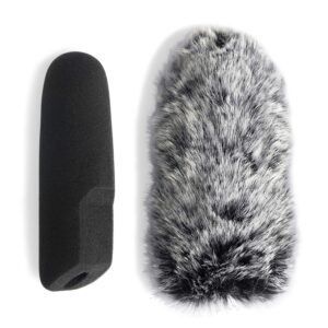 youshares videomic pro mic deadcat wind shield & foam windscreen, foam & furry wind muff for videomic pro camera microphone (2 pack)