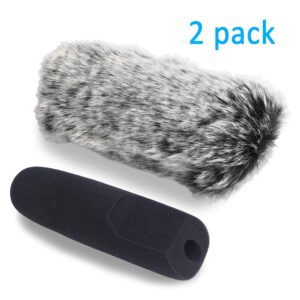 YOUSHARES Videomic Pro Mic Deadcat Wind Shield & Foam windscreen, Foam & Furry Wind Muff for Videomic Pro Camera Microphone (2 Pack)